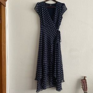 Blue Polka Dot Wrap Dress